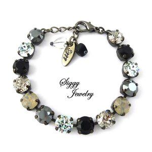 Dramatic Gray Swarovski Crystal Tennis Bracelet, 8mm Assorted Finishes